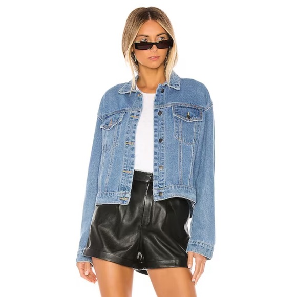 Superdown Revolve Raya Rhinestone Fringe Jacket in Light Blue Wash size large - Picture 5 of 8